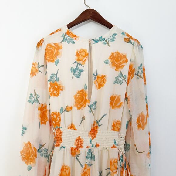 FREE PEOPLE Samantha Long Sleeve Floral Mini Dress Light Combo Large L - Picture 10 of 14